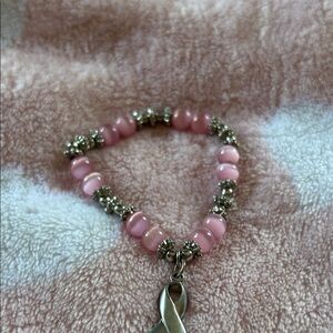 Pink Beaded Bracelet with Silver Accents